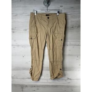 A New Approach Cargo Pants Womens 10 Khaki Beige Stretch Utility Pockets Hiking